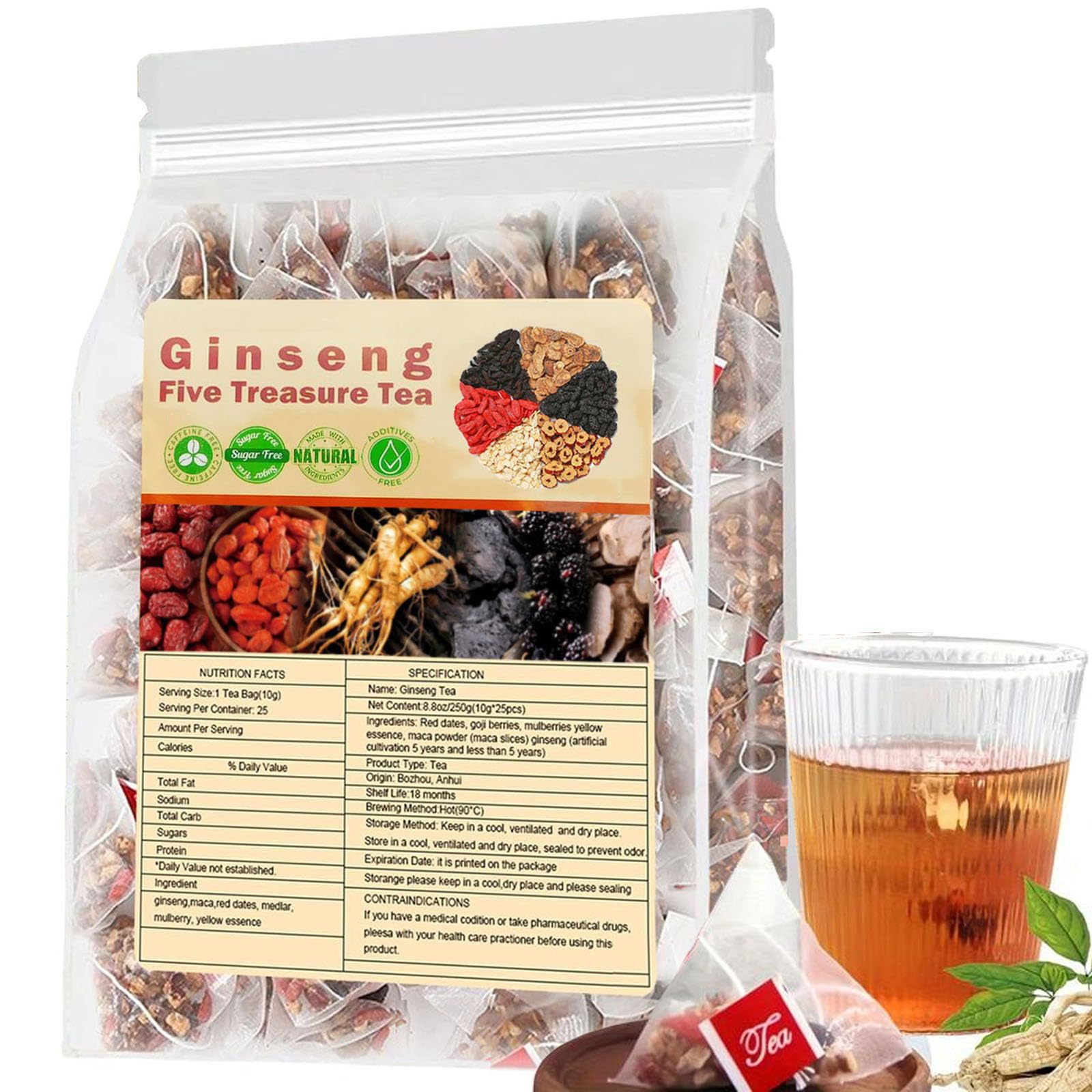 Herbal Wellness - Ginseng Five Treasures Tea Kidney Tea,
